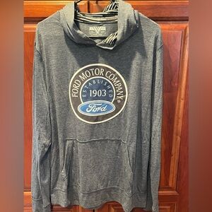 Ford Blue Pullover Hoodie Lightweight Logo Men’s Large New